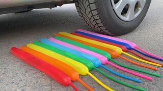 Crushing Crunchy & Soft Things by Car! EXPERIMENT: Car vs Long Balloons, Orbeez, Jelly