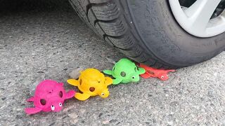 Crushing Crunchy & Soft Things by Car! Experiment Car vs Turtle Toy, Jelly Fruit, Snacks Slow Motion