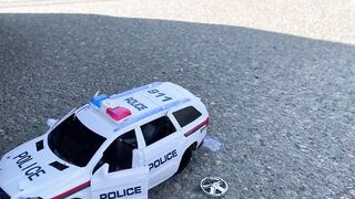 Crushing Crunchy & Soft Things by Car! Experiment Car vs Police Car Toy