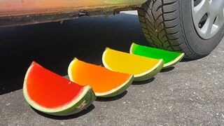 Crushing Crunchy & Soft Things by Car! EXPERIMENT: Car vs Watermelon Rainbow Jelly