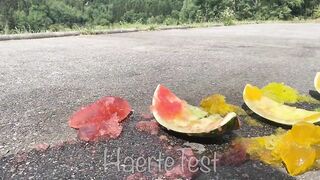 Crushing Crunchy & Soft Things by Car! EXPERIMENT: Car vs Watermelon Rainbow Jelly