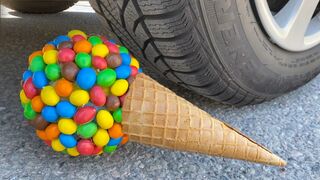Crushing Crunchy & Soft Things by Car!   EXPERIMENT: Car vs M&M Icecream Toy