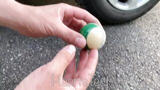 EXPERIMENT: Car vs Billiard Balls - Crushing Crunchy & Soft Things by Car!