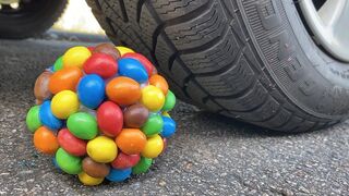 Crushing Crunchy & Soft Things by Car! EXPERIMENT: Car vs M&M Ball -