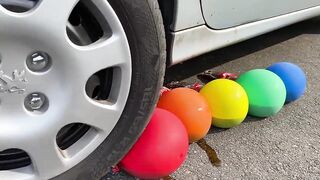 Crushing Crunchy & Soft Things by Car! EXPERIMENT: Car vs Coca Cola, Fanta, Mirinda Balloons 4