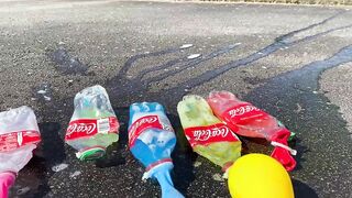 Crushing Crunchy & Soft Things by Car! EXPERIMENT: Car vs Coca Cola, Fanta, Mirinda Balloons 6