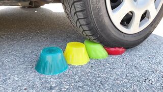 EXPERIMENT: Car vs Blue, Yellow, Green, Red Jelly - Crushing Crunchy & Soft Things by Car!
