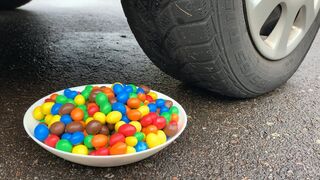 EXPERIMENT: CAR VS M&M’s - Crushing Crunchy & Soft Things by Car!