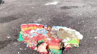 EXPERIMENT: RAINBOW CAKE VS CAR - Crushing Crunchy & Soft Things by Car!