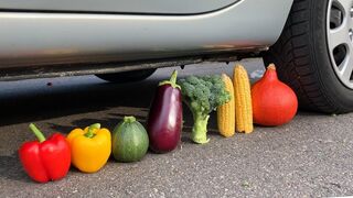 EXPERIMENT: VEGETABLES VS CAR - Crushing Crunchy & Soft Things by Car!