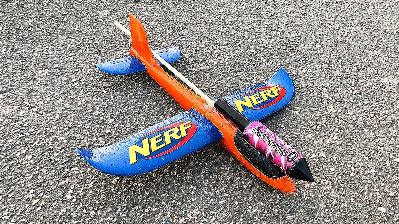 Rocket powered NERF Airplane Glider !! Amazing Flight