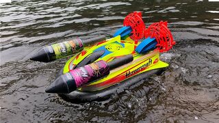 Rocket powered RC Hovercraft !! Amazing Water Launch