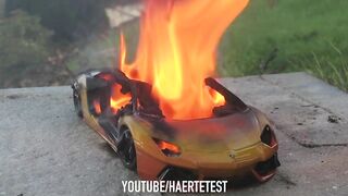Burning Toy Car Lamborghini Aventador on Fire !!
