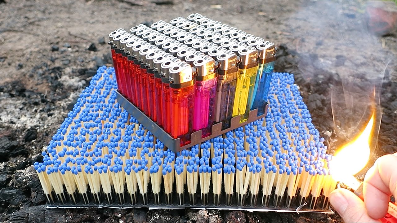 CIGARETTE LIGHTERS OVER MATCHES ! NICE REACTION