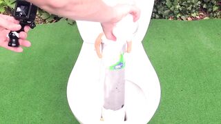 Experiment !! Stretch Armstrong VS Cola, Sprite, Pepsi, Yedigün, Mtn Dew and Mentos in toilet