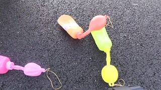 Crushing Crunchy & Soft Things by Car! EXPERIMENT: Car vs Rainbow Sponge, Fanta, Mirinda Balloons