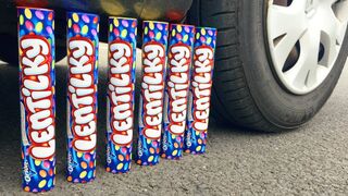 Crushing Crunchy & Soft Things by Car! Experiment at home: Car vs Smarties Candies by HowMany