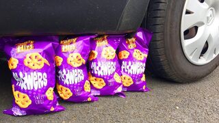 Crushing Crunchy & Soft Things by Car! EXPERIMENT: Car vs Purples Chips !