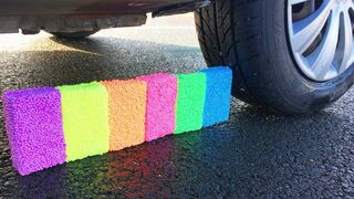 Experiment CAR vs Rainbow Sponge | Crushing Crunchy & Soft Things by Car!