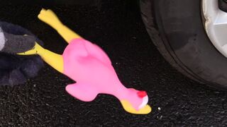 Crushing Crunchy & Soft Things by Car! EXPERIMENTS - PLASTIC CHICKEN (TOY) VS CAR