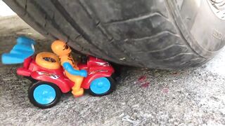 Crushing Crunchy & Soft Things by Car -EXPERIMENTS: CAR VS RAINBOW TOWER RING, TOYS