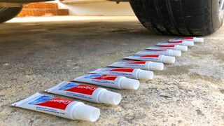 Crushing Crunchy & Soft Things by Car -EXPERIMENTS: 10 TOOTHPASTES VS CAR TEST