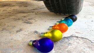 Crushing Crunchy & Soft Things by Car -EXPERIMENTS: CAR VS LIGHT BULBS -COCA COLA VS MINI FIREWORK