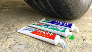 Crushing Crunchy & Soft Things by Car -EXPERIMENTS: CAR VS TOOTHPASTE, TOYS