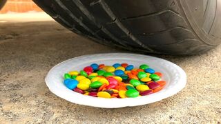 Crushing Crunchy & Soft Things by Car -EXPERIMENTS: CAR VS M&M PLATE, TOYS, SNACK