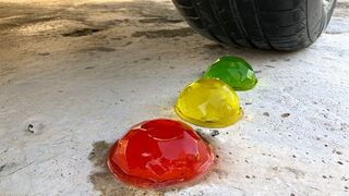 Crushing Crunchy & Soft Things by Car -EXPERIMENTS: CAR VS JELLY COLOR, TOYS, SNACK