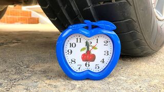 Crushing Crunchy & Soft Things by Car -EXPERIMENTS: CAR VS APPLE (Clock ), TOYS