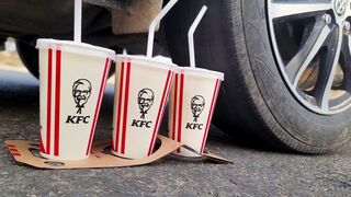Crushing Crunchy & Soft Things by Car! EXPERIMENT CAR vs KFC DRINKS