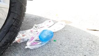 Crushing Crunchy & Soft Things by car! Experiment: Car vs Balloons Slow Mo