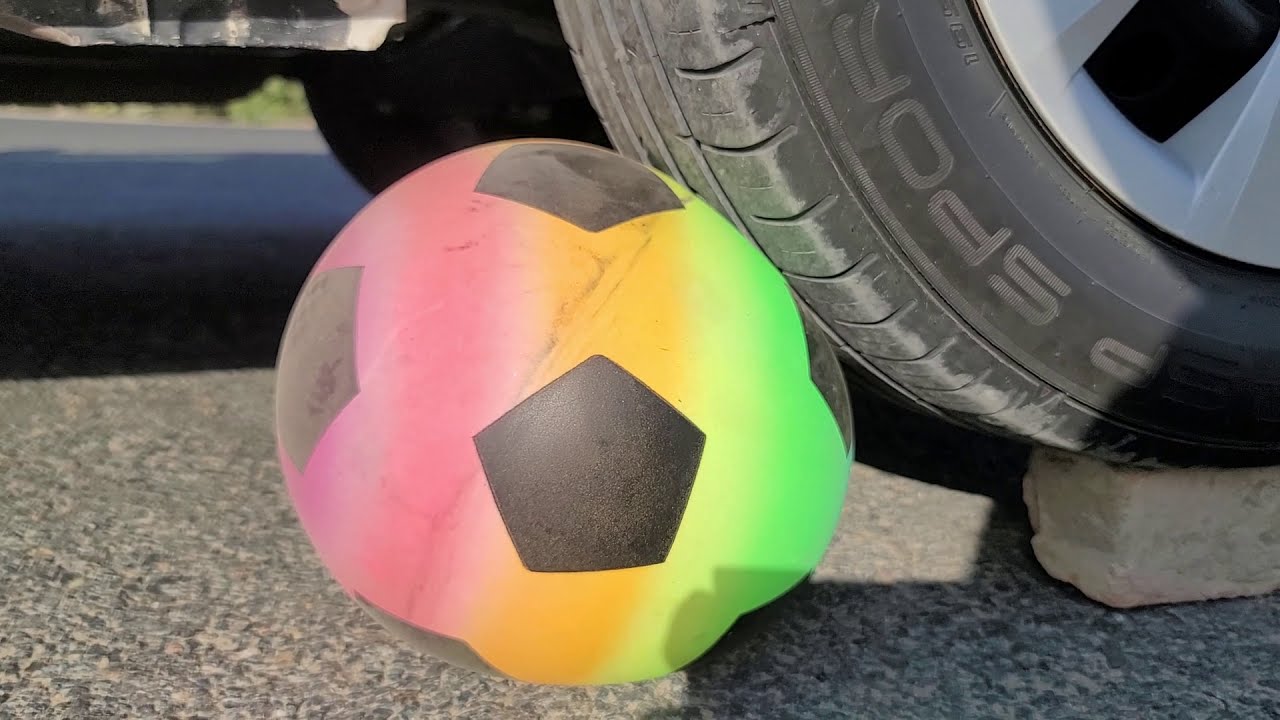 Experiment Car vs Rainbow Soccer Ball
