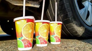 Crushing Crunchy & Soft Things by Car! EXPERIMENT: FRESH FRUITE JUICE VS CAR