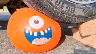 Crushing Crunchy and Soft Toys by Car - Experiment: Car vs Demon Ball