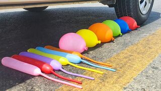 Crushing Crunchy & Soft Things by Car! - Experiment: Car vs Long Balloons vs Rounded Balloons