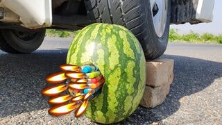 Crushing Crunchy & Soft Things by Car! Experiment Car vs Lighters Watermelon
