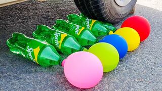 Crushing Crunchy & Soft Things by Car! EXPERIMENT: Car vs Sprite, Coca Cola Balloons