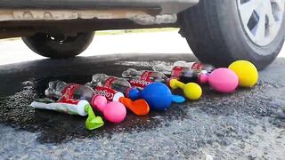 Crushing Crunchy & Soft Things by Car! EXPERIMENT: Car vs Coca Cola, Toothpaste, Balloons