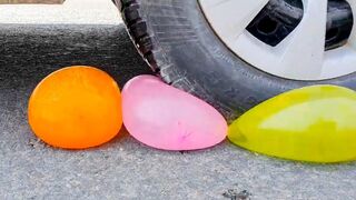 Crushing Crunchy & Soft Things by Car! EXPERIMENT CAR vs THREE BALLOONS