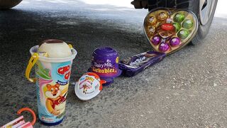 Experiment: Car vs Lot's Cadbury Chocolates With Masha and the Bear, Kinder Joy And Heart Chocolate