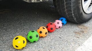 Experiment: Car vs Toy Colored Footballs