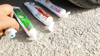 Experiment: Car vs Rainbow Toothpaste