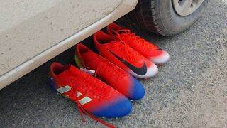 Ronaldo vs Messi Football Boots Car Crushing Experiment