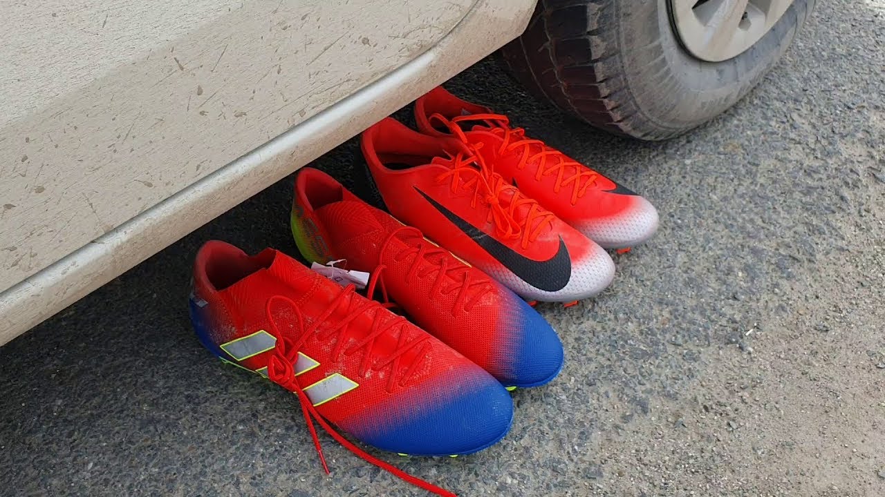 Ronaldo vs Messi Football Boots Car Crushing Experiment