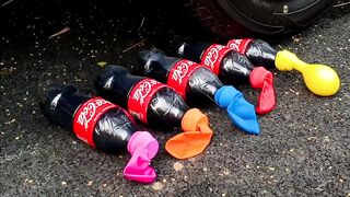 Crushing Crunchy & Soft Things by Car! - EXPERIMENT: Car vs Coca Cola, Fanta, Mirinda Balloons 5