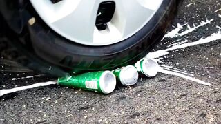 Crushing Crunchy & Soft Things by Car! - EXPERIMENT: Car vs Coca Cola, Fanta, Mirinda, Ring Balloons