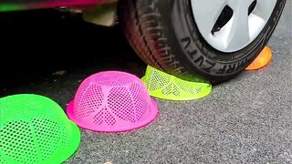 Crushing Crunchy & Soft Things by Car! - EXPERIMENT: Car vs Color Basket