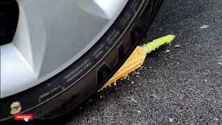 Crushing Crunchy & Soft Things by Car! - Experiment Car vs Ice Cream Candy Cone